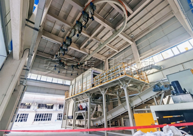 环形吊轨+吨袋全自动拆包机+废袋打包机