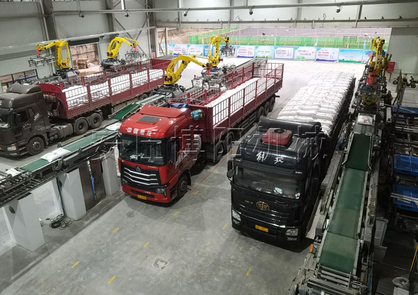 肥料全自动装车机现场  机器人全自动装车系统