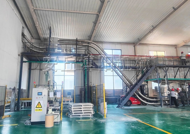 化工粉末管链输送机 无尘型管链式输送系统现场